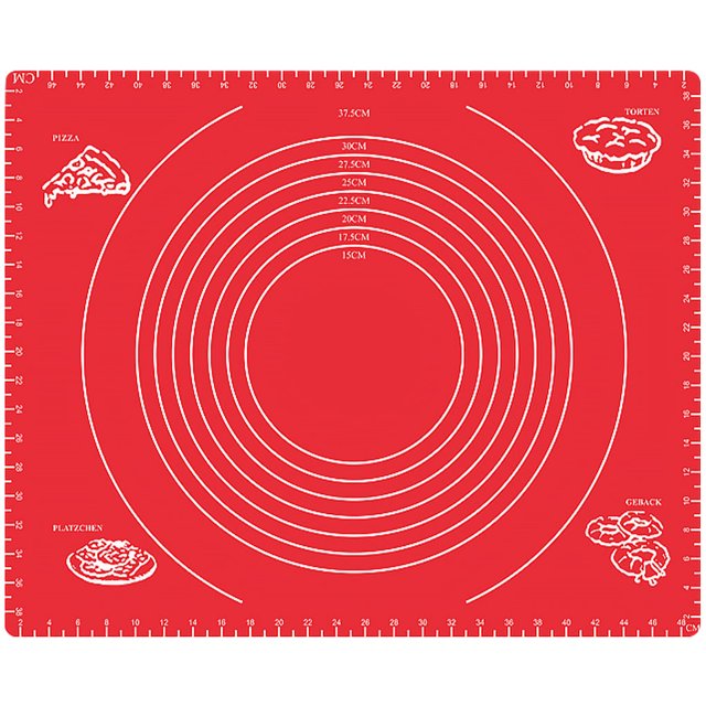 sweethay Alfombrilla de silicona para hornear de varios tamaños con hoja de escala, alfombrilla para hornear Extra grande para enrollar de Pizza, Rojo