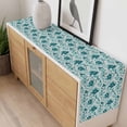 thumbnail image 4 of Aqua Flower Table Runner - 60 Inch Long, Kitchen Dining Table Runner Dresser Scarves, Country Watercolor Floral Vintage Plant Farmhouse Decor for Coffee Tables Wedding Party Banquet, 4 of 8
