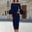 Blue, variant on Sentmoon Fall Long Sleeve Dresses for Women Solid Color Crew Neck Wedding Guest Dress Cocktail Ruffle Relaxed Fit Long Flowy Dresses for Women