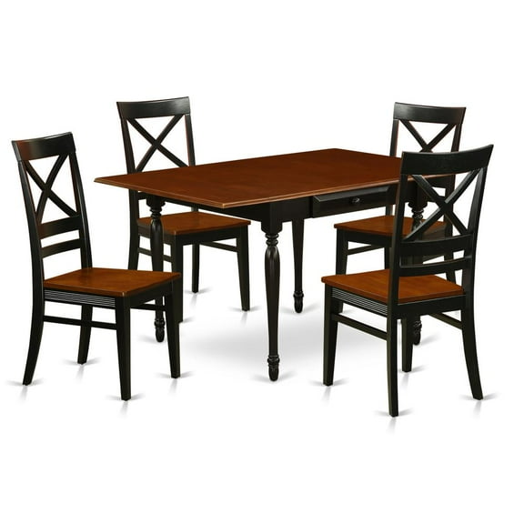 East West Furniture Dining Room Set Black & Cherry, MZQU5-BCH-W