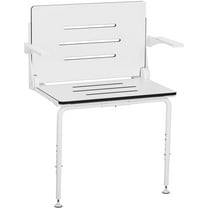 Silhouette Comfort Plus Heavy Duty Folding Wall Mount Shower Bench Seat, White Seat with White Frame