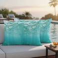 thumbnail image 2 of Outdoor Pillow Cover Ocean Summer Sunlight Set of 2 Waterproof Throw Pillowcases Seawater Green Wave Decorative Patio Furniture Pillows for Couch Garden Indoor & Outdoor Use, 2 of 9