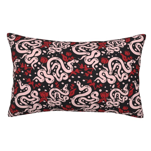Balery Snake And Rose Funda de Cojín Estampada, Regalos para Mujeres, Regalos de Amor para Ella, Regalos para Novia o Esposa, Funda de Almohada-20"x30"