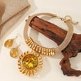 thumbnail image 2 of Vintage Boho Sunflower Crystal Necklace Earrings Set Jewelry for Holiday Parties Wedding Dresses All Seasons Fashion Costume Accessory, 2 of 3