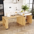thumbnail image 2 of Noble House Modern Imitation Marble Counter Height Table,Extendable Kitchen Island Cart,Natural, 2 of 10