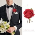 thumbnail image 3 of Minnieouse Ramilletes de boda hechos a mano, belleza delicada y refinada, rosas de boda para padrinos de boda, ramillete de rosas blancas rojo Type3 NO3, 3 of 6