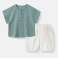 thumbnail image 2 of FYDUU Boys Sleepwear Set Breathable Kids Pajamas Short Sleeve Comfortable Loungewear For Toddler Baby Home Casual Outfit Soft Lightweight Summer Clothes School Clothes 3-4 Years, 2 of 3