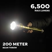 (2 pack) Swiss Tech Zuverlässig LED Flashlight with Power Bank, 6500 Lumens, Dual Power Rechargeable and AA Batteries