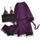 thumbnail image 2 of Ropa de dormir sexy para mujerconjunto de pijama con pantalones cortos y top de encaje de seda (púrpura L) Ehuebsd Para estrenar, 2 of 9