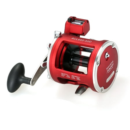 12 Ball Bearings Fishing Trolling Reel with Line Counter Alarm Bell Drum