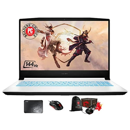 MSI Sword 15 Gaming & Entertainment Laptop (Intel i7-11800H 8-Core, 16GB RAM, 512GB PCIe SSD, RTX 3050 Ti, 15.6" 144Hz Full HD (1920x1080), Win 10 Home) with Loot Box, Clutch GM08, Pad