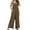 Brown, variant on Hyknon Rompers for Women Sleeveless Loose Plus Size Wide Leg Long Jumpsuits Summer Fashion Solid Color Halter Elastic Waist Long Rompers with Pockets