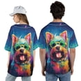 thumbnail image 5 of Hippie Yorkshire Terrier Portrait oil painting Watercolor Tie-dye Vintage All Over Print 3D Baseball Shirt Yorkie Dog Lover Gifts Softball Sport - 00015, 5 of 6