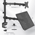 thumbnail image 3 of Black Fully Adjustable 13 to 32 inch Single Computer Monitor and Laptop Desk Mount Combo, Stand with Grommet Option, Fits up to 17 inch Laptops, 3 of 5