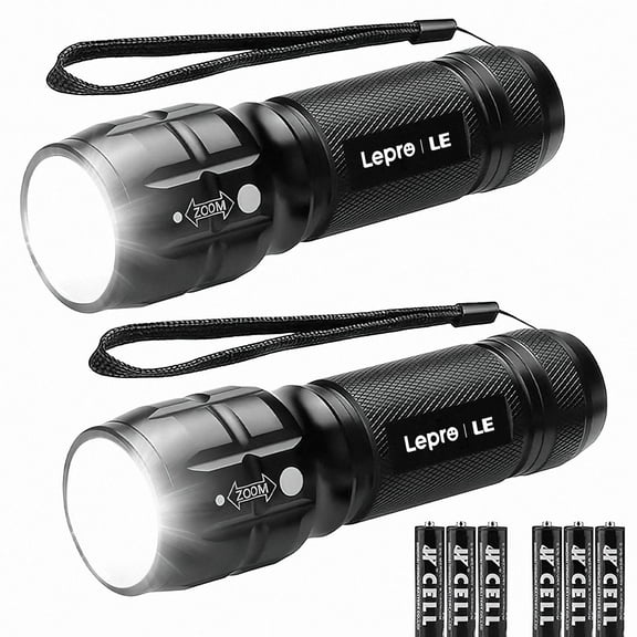 Lepro 2-Packs LED Flash Light High Lumens,1200012 Mini Multifunction Tactical Torch , Zoomable, Waterproof,  for Camping, Outdoor and Emergency Use