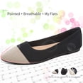 thumbnail image 3 of AOMAIS Women Ballet Flats Pointy Toe Flats Mesh Casual Shoes for Women Slip on Shoes(Beige Black,US10), 3 of 9