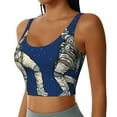 thumbnail image 2 of Xecao Disco party Astronaut Dancing for Sports Bra with Removable Pads, Crop Tank Top Design, Women's Longline Sports Bra - Non-Wired - Large, 2 of 9