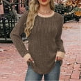 thumbnail image 2 of Gkeoshab Fall Sweaters for Women Women's Long-Sleeve Loose-Fit Round-Neck Sweater for Fall and Winter Brown M, 2 of 6