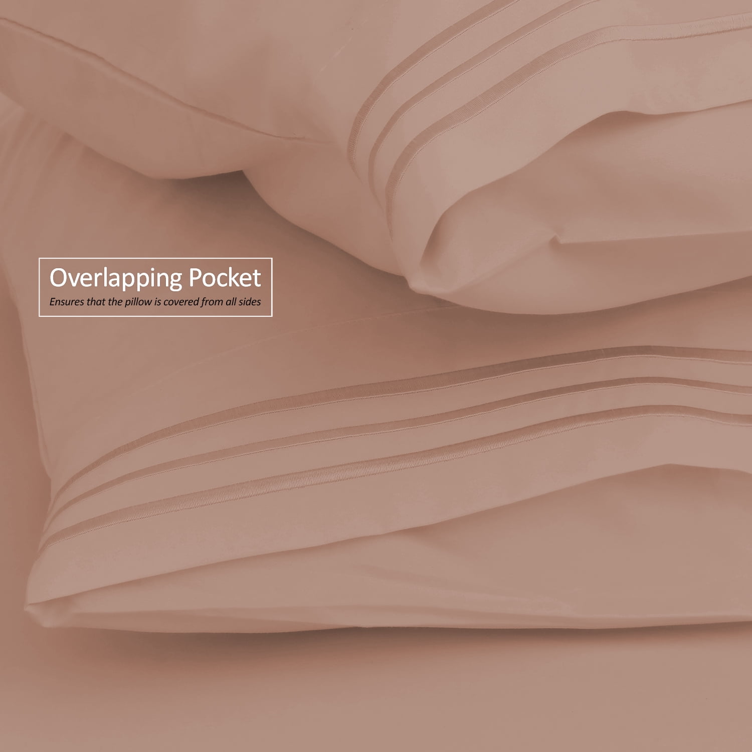 Clara Clark Premier 1800 Microfiber Collection 3-Line Bed Sheet Set, Twin XL Size, Taupe Sand