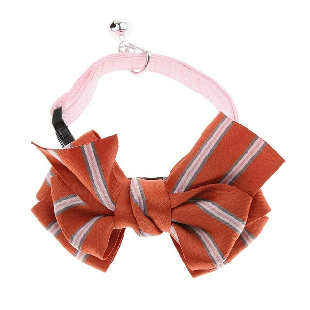 Collares para mascotas con pajarita - Collar mediano para perros y gatos Collar de rayas ajustable Naranja S