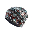 thumbnail image 1 of Tuque Décontractée Style Bohème Hijab Musulman Turban Extensible Mode Bonnets de Protection des Oreilles Accessoires de Coiffure Bonnet Losange Bleu, 1 of 6