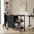 thumbnail image 4 of EDX 3 Drawer Mobile File Cabinet, Rolling Storage Cabinet with Open Storage Shelf, Fabric Lateral Filing Cabinet for Home Office, Black, 4 of 8