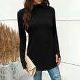 thumbnail image 5 of Women's Mock Neck Tunic Tops with Thumb Holes Long Sleeve Solid Color T-shirts Spring Fall Base Pullovers (XL, Black), 5 of 8