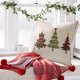 thumbnail image 4 of Funda de Cojín Bordada con Árbol de Navidad, 45X45 Cm | Material Aterciopelado Blanco | Decoración para Fiestas Navideñas | 1 Unidad, 4 of 7