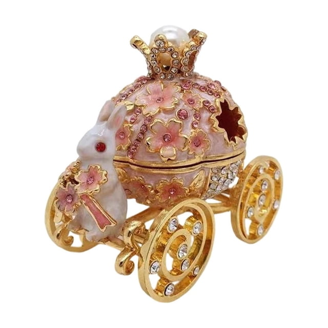 Klon Jewelry Hinged Metal Enamel Figurine Collectible Wedding Ring Holder Rabbit Sculpture Easter .