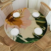 QKZF Cute Sloth Round Table Cloth,Tropical Jungle Tablecloth Waterproof Stain Resistance Wrinkle Polyester Circle Table Cover for Home Kitchen Dining Party Camping Pinic Decor White