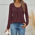 thumbnail image 4 of SUNBS Blouses for Women Dressy Casual Crewneck Womens Tops Pleated Long Sleeve Shirts for Women Blouses, 4 of 7