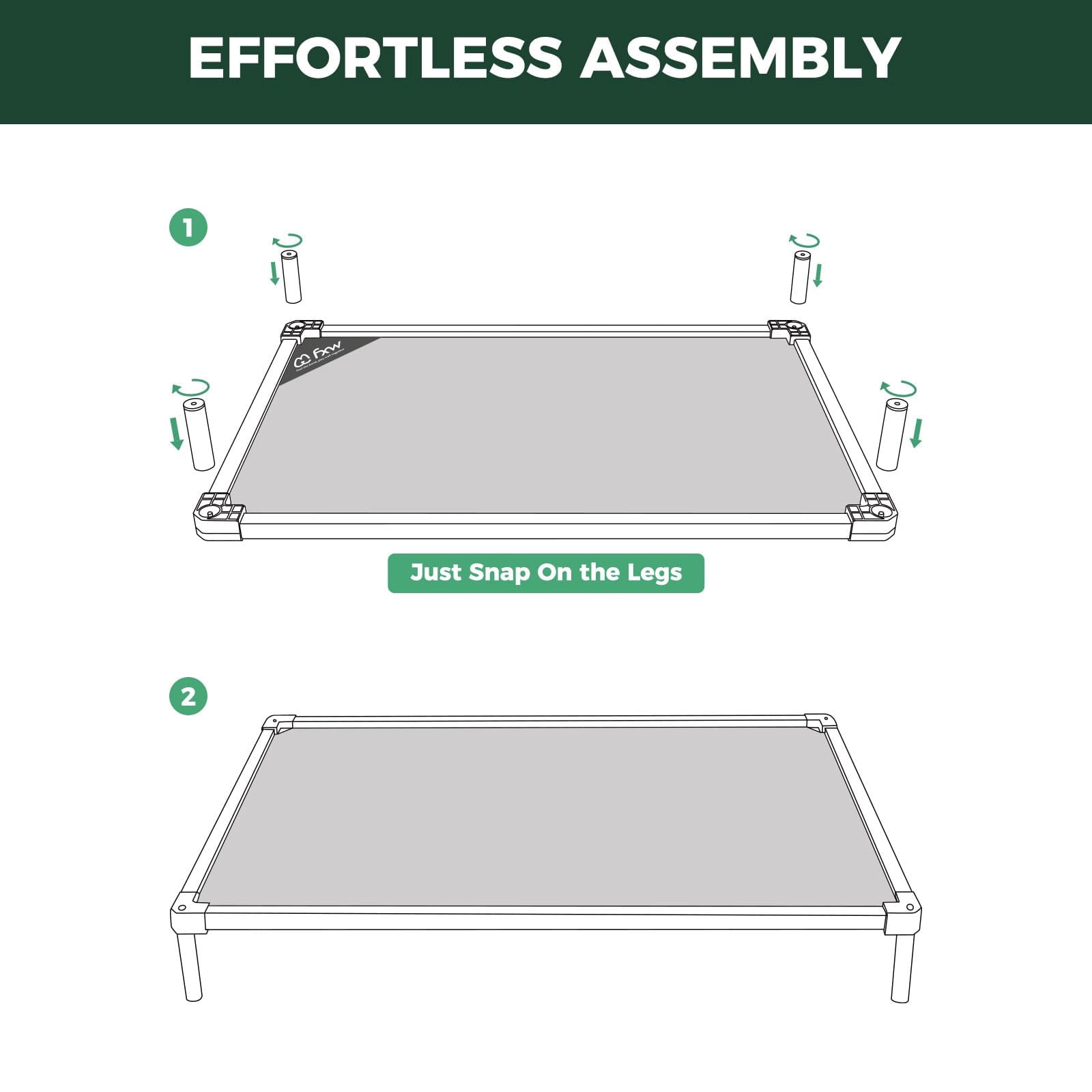 FXW TitanNest Chew-Proof Elevated Dog Bed, Raised Cot for Indoor/Outdoor/Camping Use, Durable & Waterproof Cooling Pet Bed for Extra Large Dogs, 56.0"L x 31.0"W x 7.3"H, Black