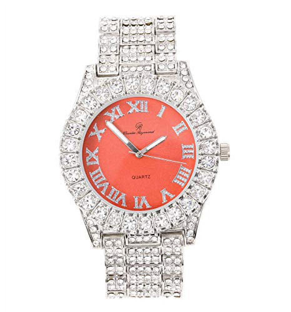 Women\'s Big Rocks Bezel Colored Dial with Roman Numerals Fully Iced Out Watch Women main image 3