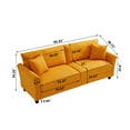 thumbnail image 3 of 3-Seater Sofa Couch,Upholstered Linen Fabric Couch with Armrests,Comfy Couch 3 Seater Sofa with Solid Wood Legs,Living Room Sofa Mid-Century Modern Sofa Couch for Living Room Apartment,Yellow, 3 of 7