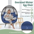 thumbnail image 7 of GVN Egg Chair Outdoor Indoor, Small Rattan Wicker Patio Lounger with 4 Cushions for for Patio, Balcony, Bedroom, Navy, 7 of 7