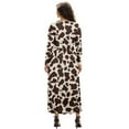 thumbnail image 2 of FKELYI Brown Cow Print Womens Fall Dress Long Sleeve Maxi Dress for Wedding Party Casual Outdoor Cloth V Neck Soft Dresses with Pocket, M, 2 of 6