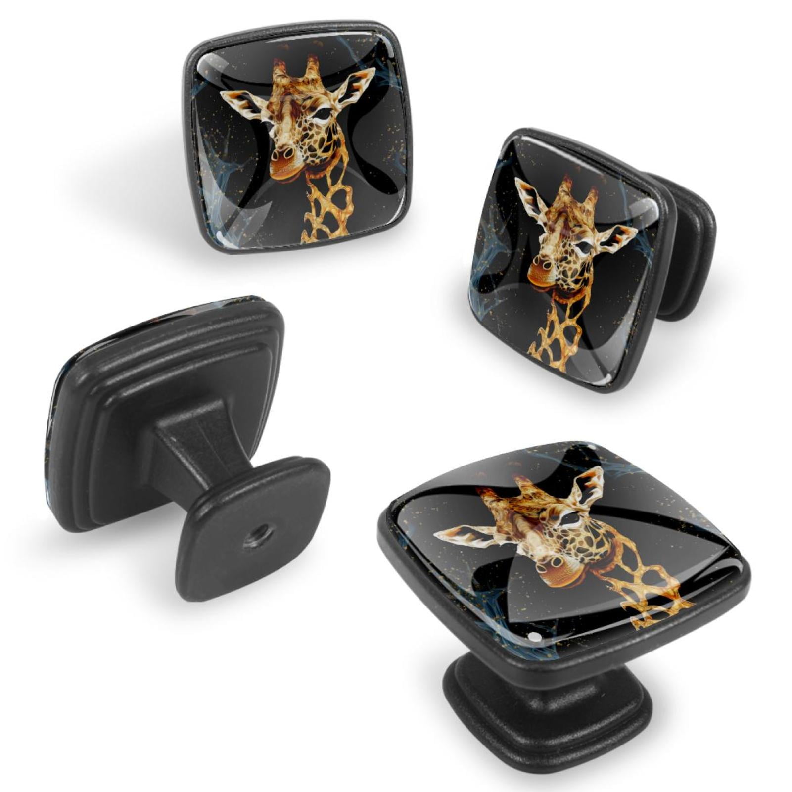 4 Pcs Cabinet Handle Drawer Pulls Giraffe Knobs with Screws Square Furniture Office Cabinet Knob Decoration