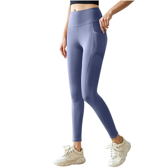 Women's Barely-There Solid Yoga Pants - Tummy Control Butt-Sculpting Elastic Pocket Tights Snug-Fit Leggings for Gym Workout Casual Daily Wear 2025