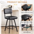 thumbnail image 5 of Zesthouse 26.6" Swivel Bar Stools Set of 2, Modern Counter Height Stools with Solid Back & Metal Base, PU Leather Upholstered Barstools for Kitchen Island, Black, 5 of 10