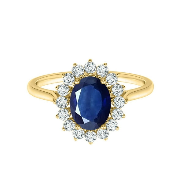 925 Sterling Silver Gold Finish Blue Sapphire Solitaire Christmas Ring