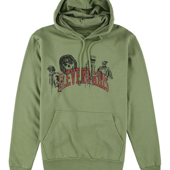 Elevenparis Mens Skeleton Hoodie Sweatshirt, Green, Small
