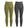 thumbnail image 4 of COMVALUE 2 Pack Butt Lifting Yoga Leggings for Women Tummy Control High Waist Seamless Booty Scrunch Gym Running Workout Pants Light Green for Size 3XL, 4 of 4