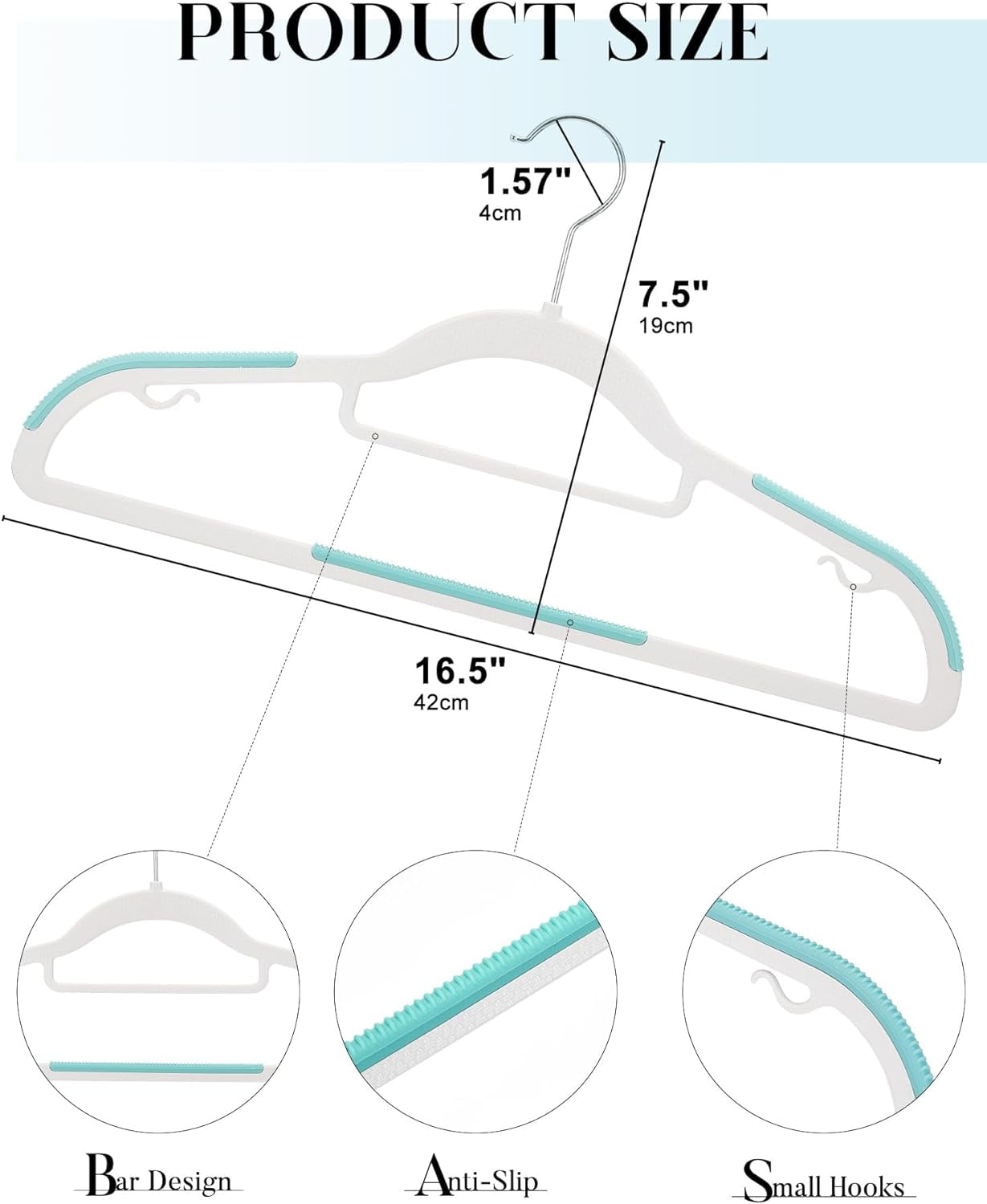 Cozymood 50 Pack Coat Hangers Heavy-Duty 360° Swivel Hook Plastic Hangers with Non-Slip Design Space-Saving Light ,White
