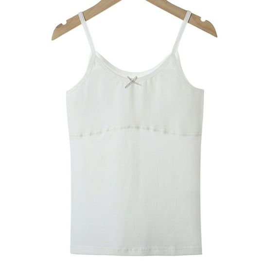 Wangmeiwg Girls Seamless Stretch Camisole Top Soft Training Undershirt Comfort Fit Layering 7-9 Years White