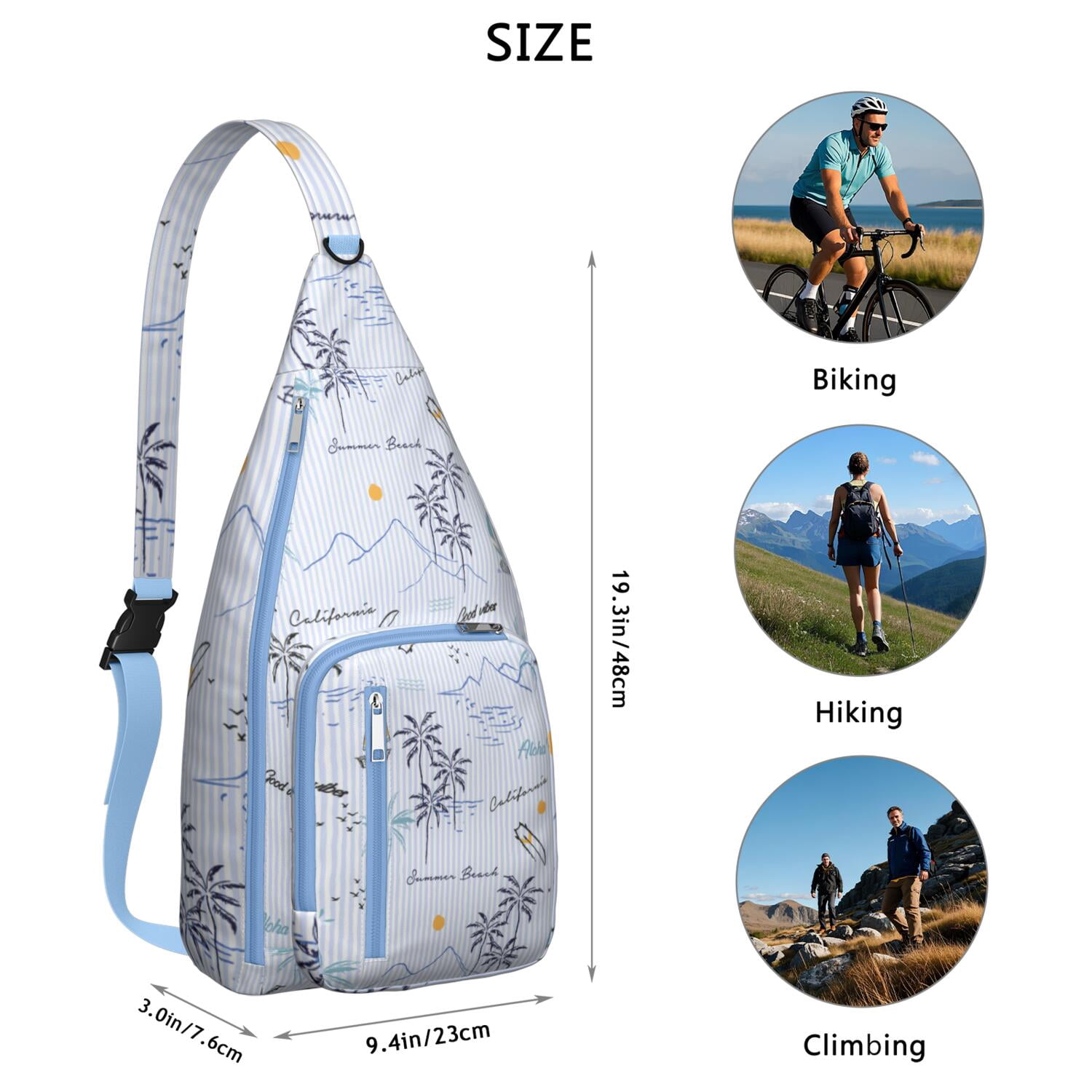 Nautical Aloha Sling Bag, Multi-Pocket Shoulder Bag with Comfortable Strap, Stylish for Beach Vacation