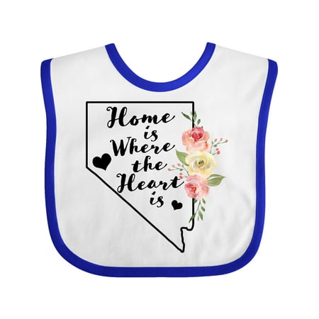 

Inktastic Nevada Home is Where the Heart is with Watercolor Floral Gift Baby Boy or Baby Girl Bib