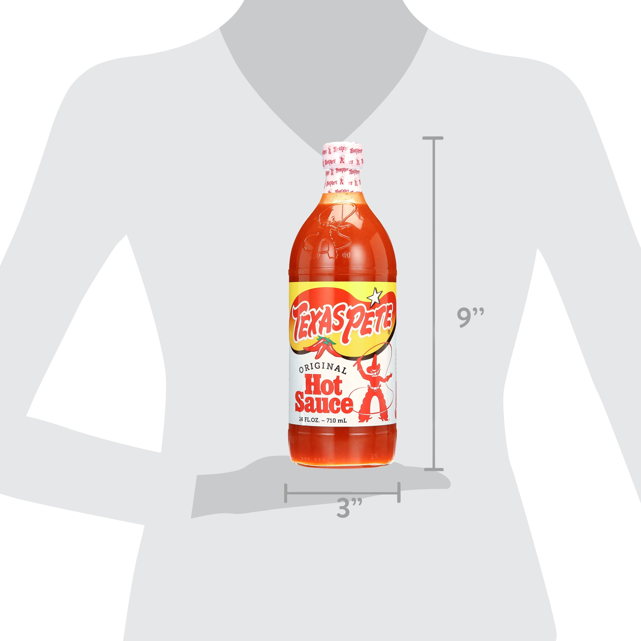 (3 pack) Texas Pete Original Hot Sauce, 24 fl oz, Gluten-Free, Vegan, Kosher