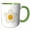 Green/White, variant on 3drose, Smiling and Cute Daisy Flower, 11oz Two-tone Yellow Mug