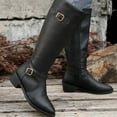 thumbnail image 6 of Winter Knee High Boots for Women, British Style Leather Long Boots with Belt Buckle and Side Zipper, Warm Non- Riding Boots for Fall & Winter, 6 of 10