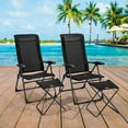 thumbnail image 1 of Gymax 4PCS Folding Patio Recliner Chair & Ottoman Set w/ Adjustable Backrest Black, 1 of 6